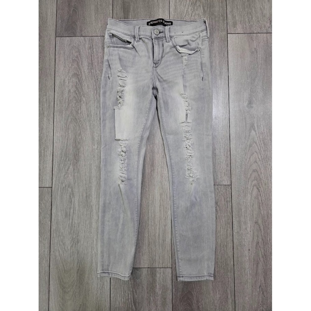 Lot of 4 Express Jeans Women's Size 2 Short Mid Rise Skinny Distressed Legging F